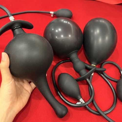Black silicone inflatable anal - inflatable,