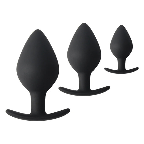Black anal butt plug - butt, 3pcs