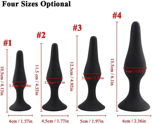 4pcs black silicone butt plug - 4pcs,