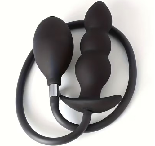 Black silicone inflatable anal - black,