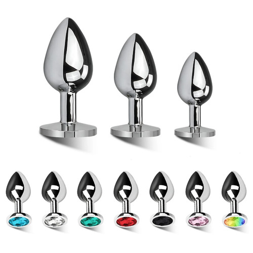 3pc metal butt plug steel - metal,