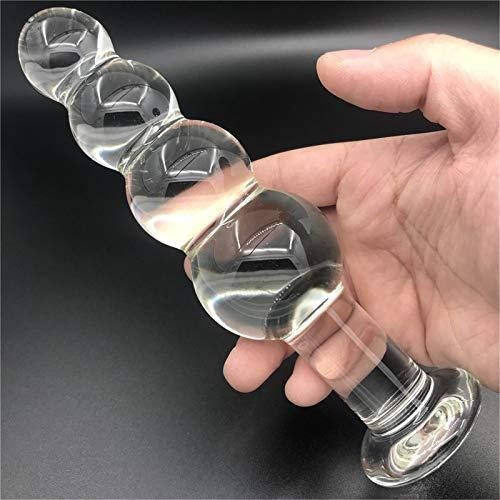 Clear beaded glass dildo - beaded,