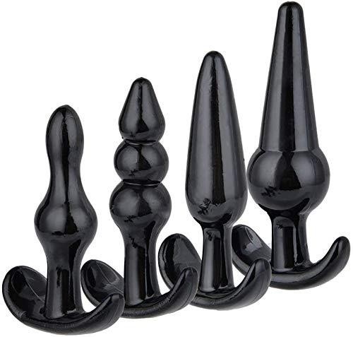4pcs black silicone butt plug - butt,